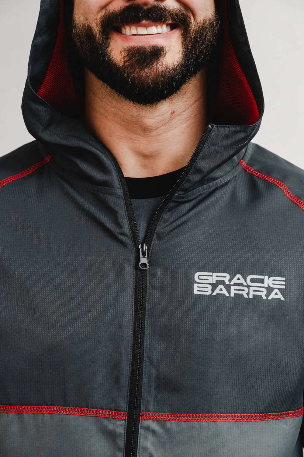 Colorblock Windbreaker Jacket - Grey/Black - Image 3