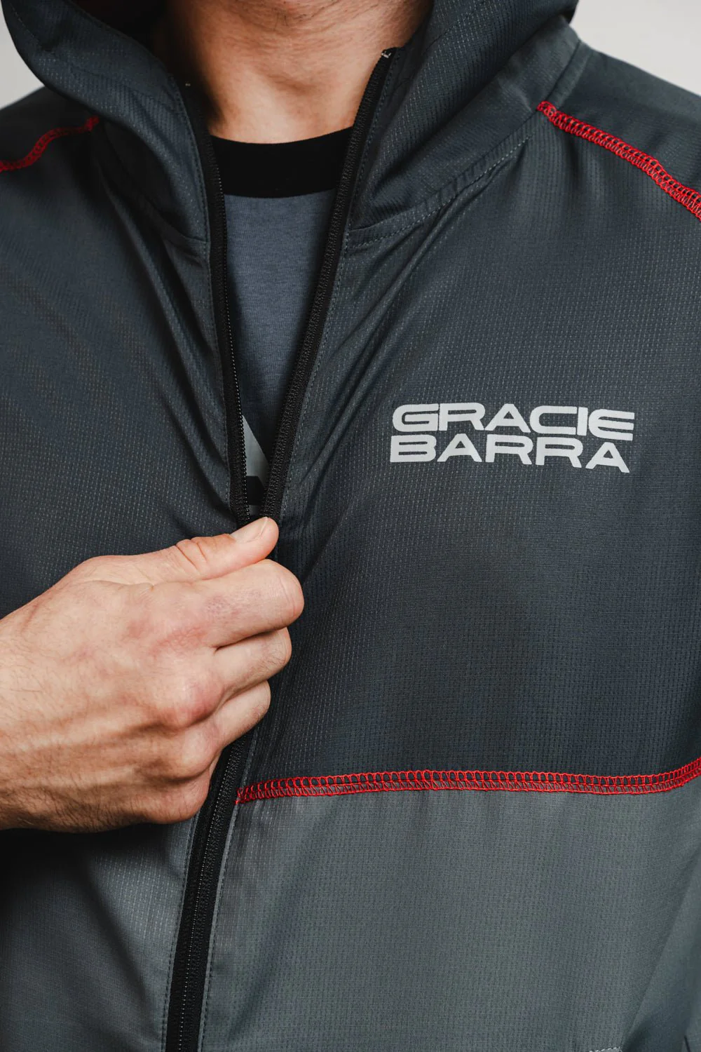 Colorblock Windbreaker Jacket - Grey/Black - Image 4
