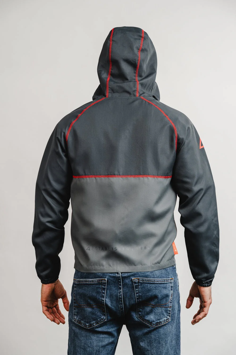 Colorblock Windbreaker Jacket - Grey/Black - Image 9