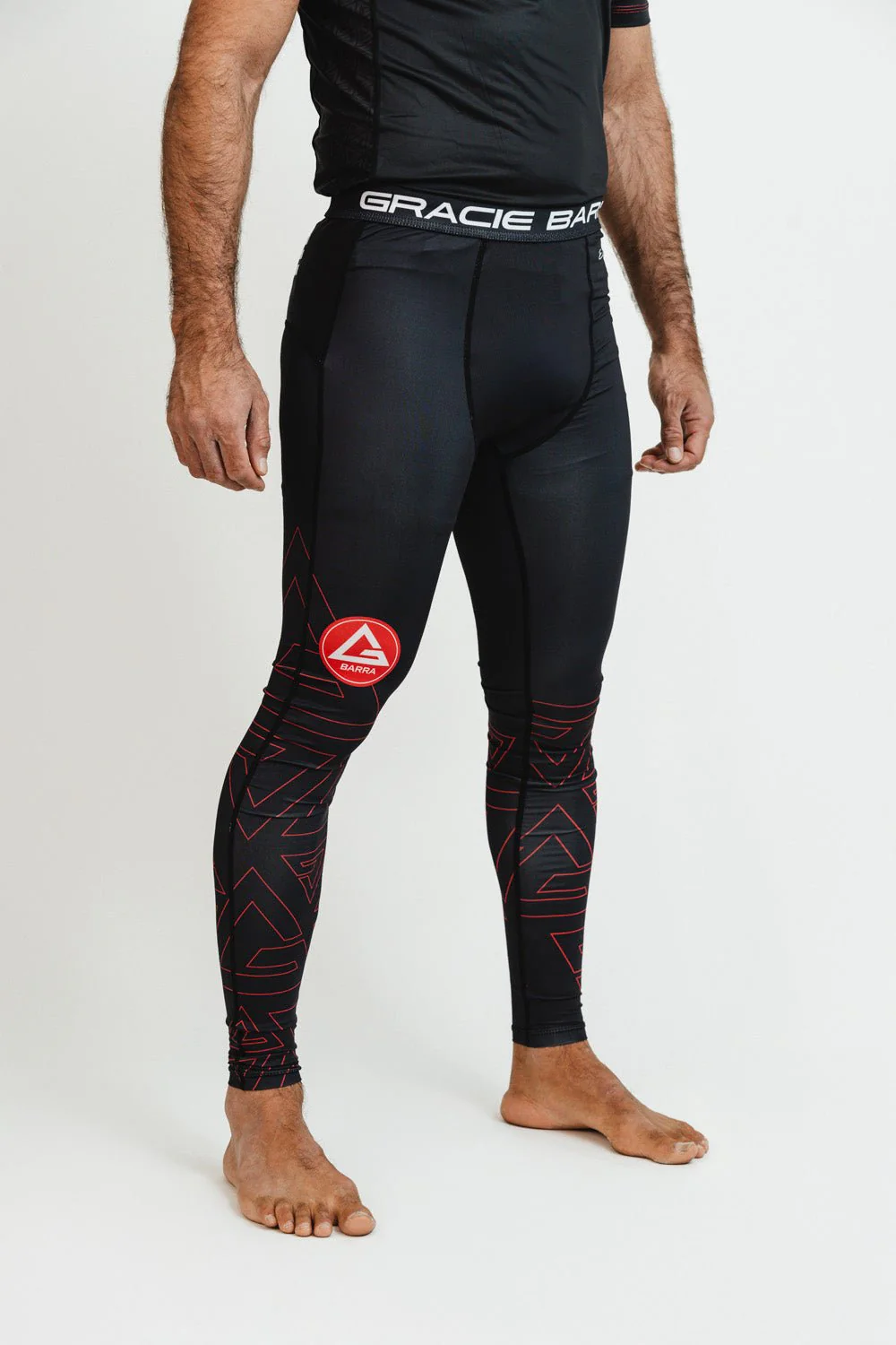 Equipe Combat Mens Compression Pants - Red/Black - Image 3