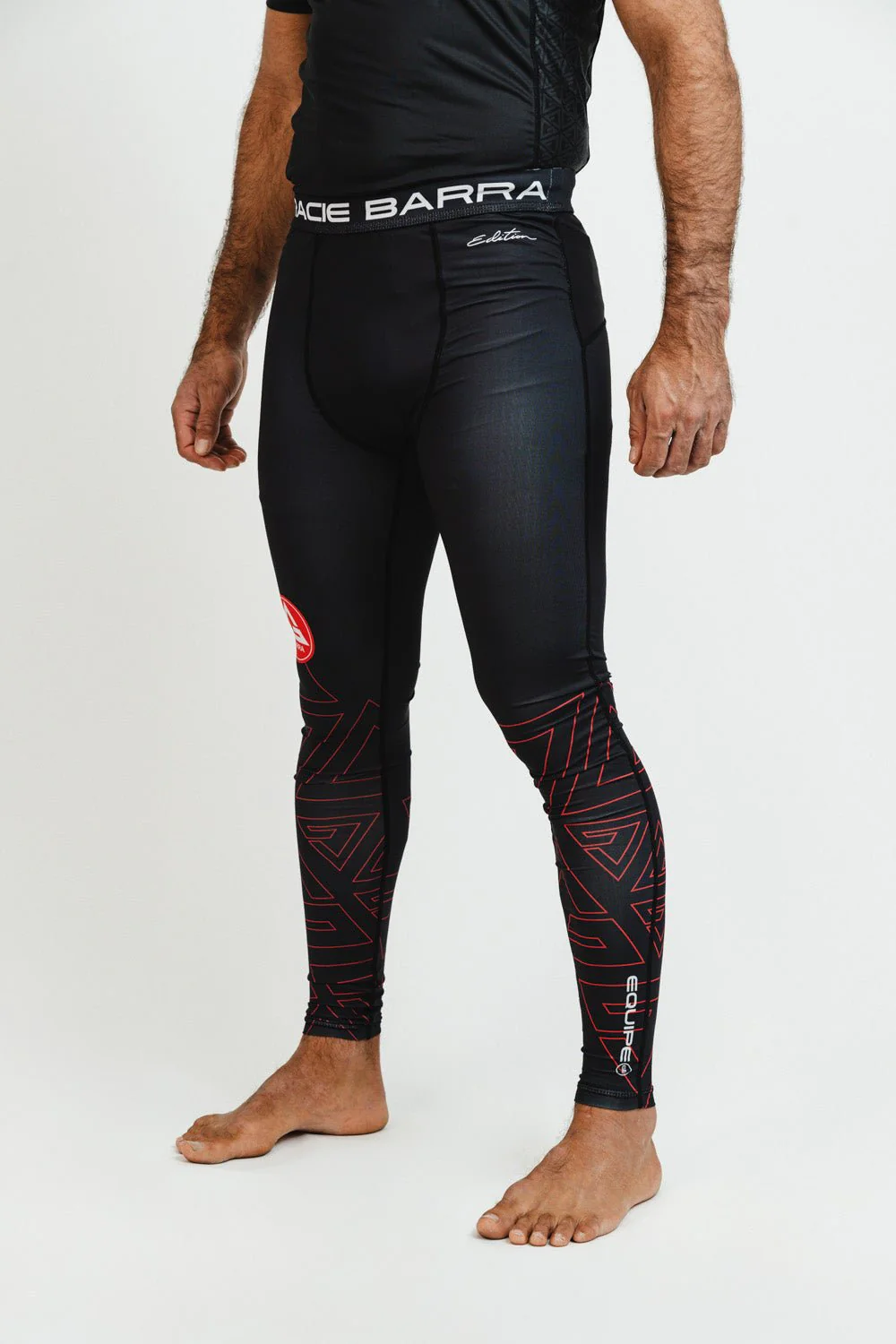 Equipe Combat Mens Compression Pants - Red/Black - Image 4