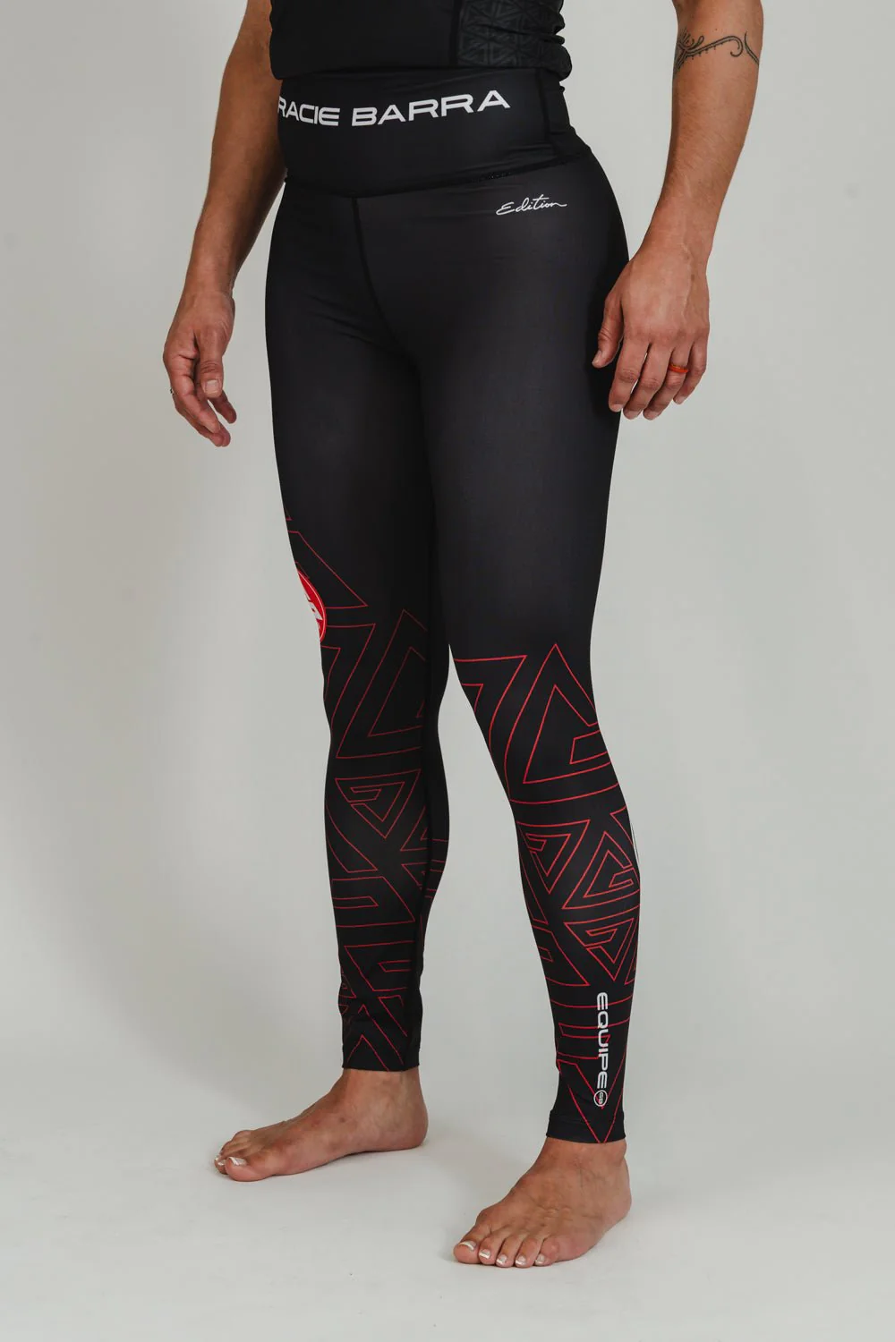 Equipe Combat Womens Compression Pants - Red/Black - Image 3